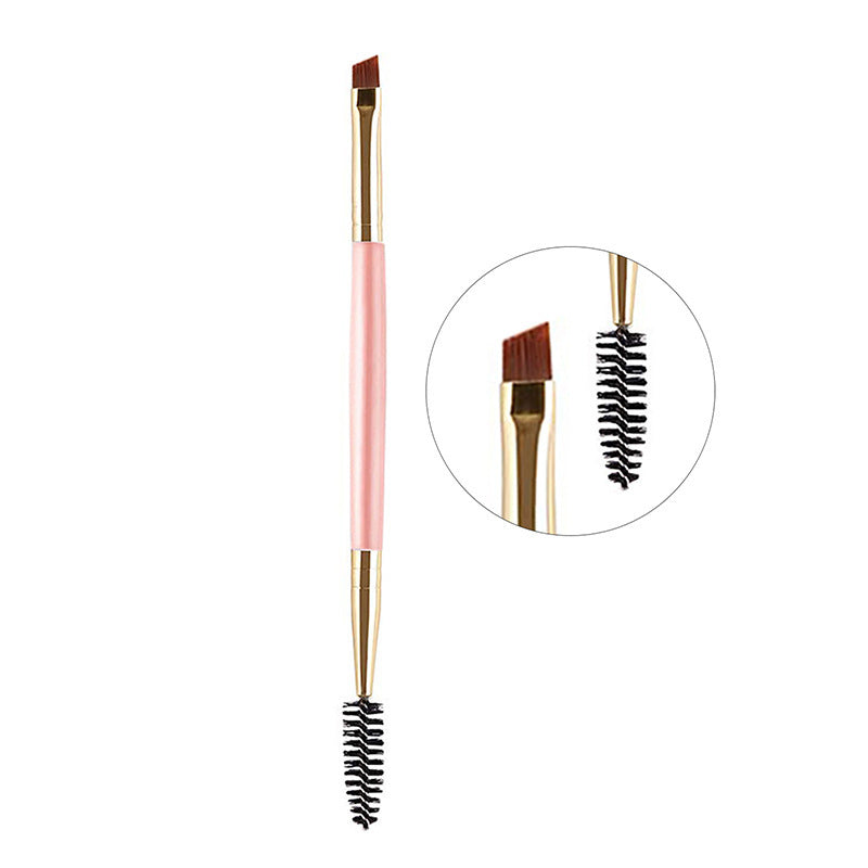 JMT-404938 Angled Eyebrow Powder Brush with Wooden Handle - Portable Pig Bristle Tool