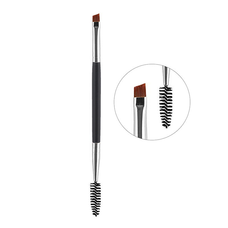 JMT-404938 Angled Eyebrow Powder Brush with Wooden Handle - Portable Pig Bristle Tool