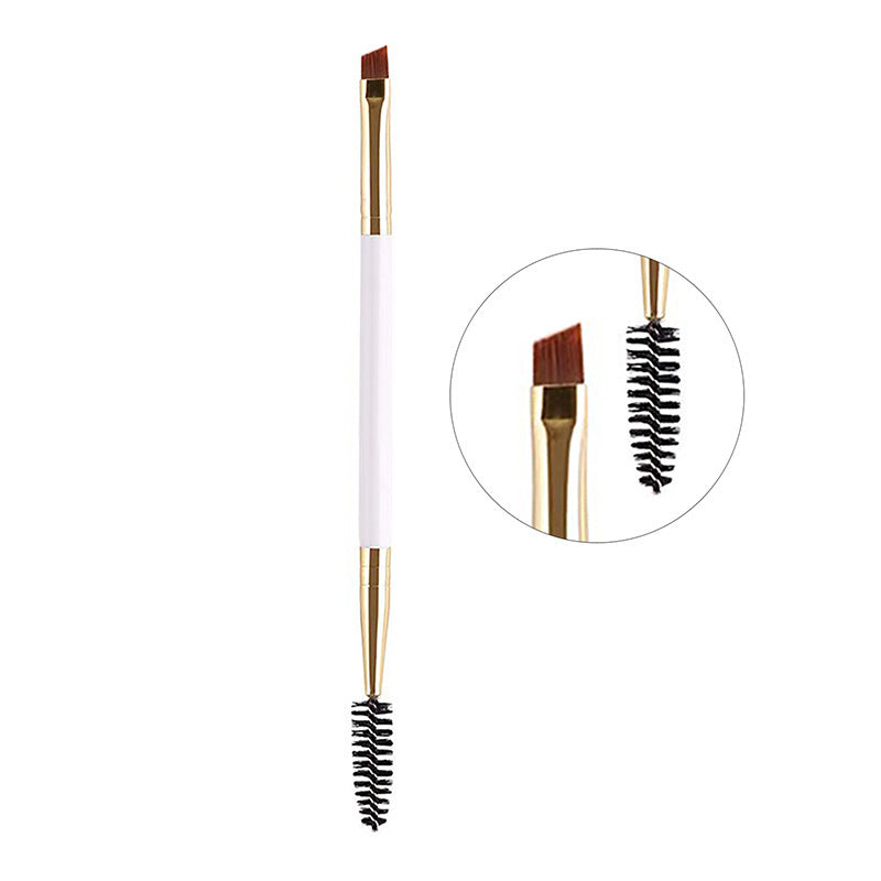 JMT-404938 Angled Eyebrow Powder Brush with Wooden Handle - Portable Pig Bristle Tool