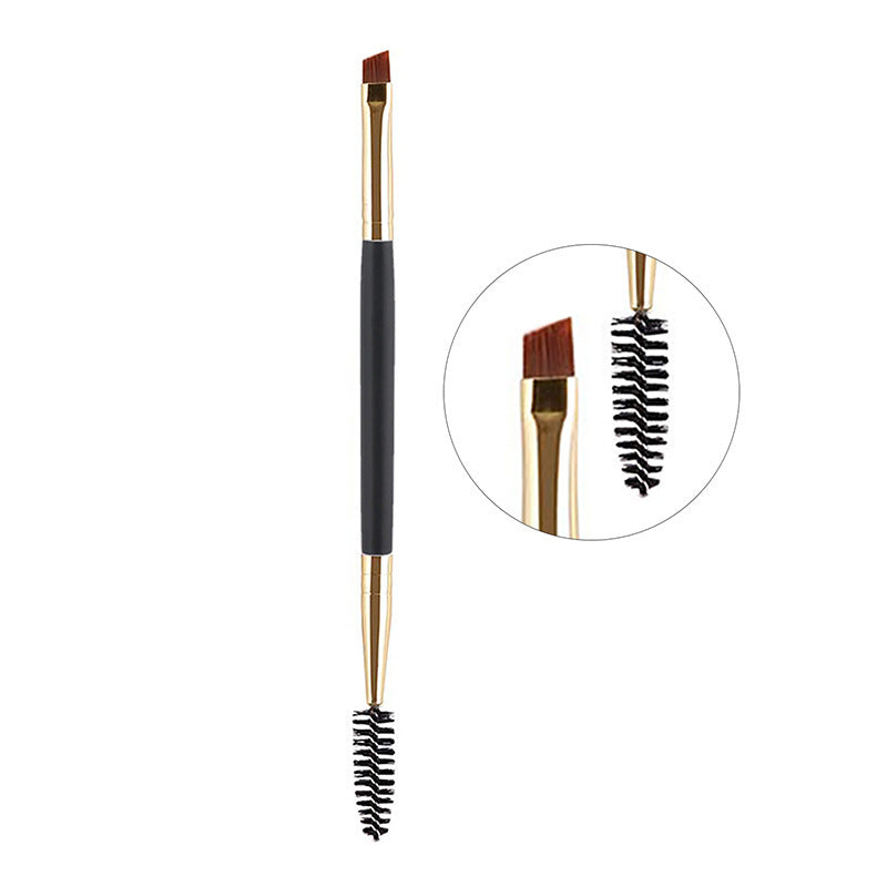 JMT-404938 Angled Eyebrow Powder Brush with Wooden Handle - Portable Pig Bristle Tool