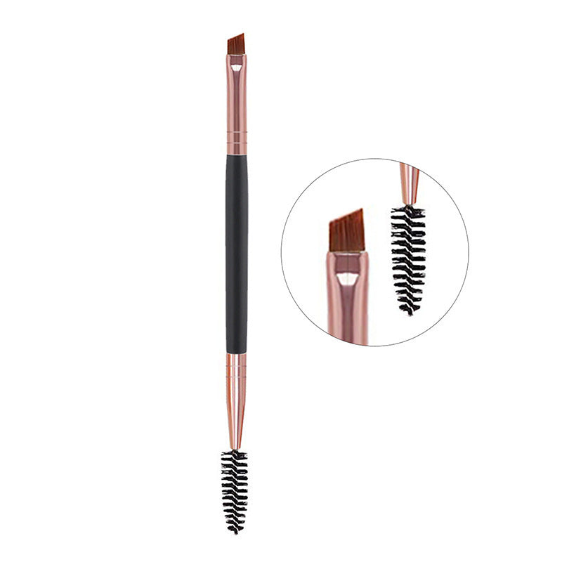 JMT-404938 Angled Eyebrow Powder Brush with Wooden Handle - Portable Pig Bristle Tool