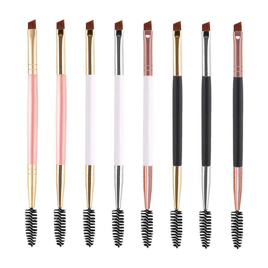 JMT-404938 Angled Eyebrow Powder Brush with Wooden Handle - Portable Pig Bristle Tool