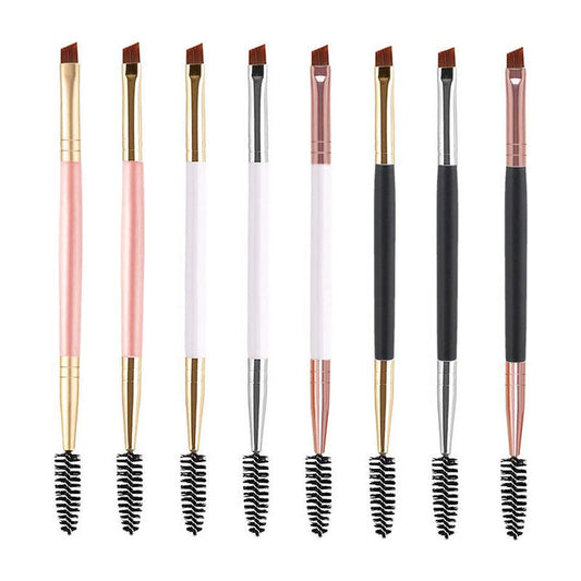 JMT-404938 Angled Eyebrow Powder Brush with Wooden Handle - Portable Pig Bristle Tool