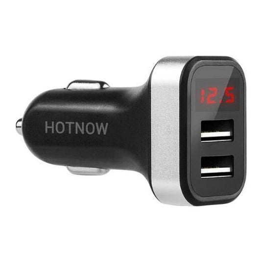 JMT-405002 Smart USB Car Charger with LED Battery Voltage and Current Display, 12-24V Input, Fast Charging for Smartphones