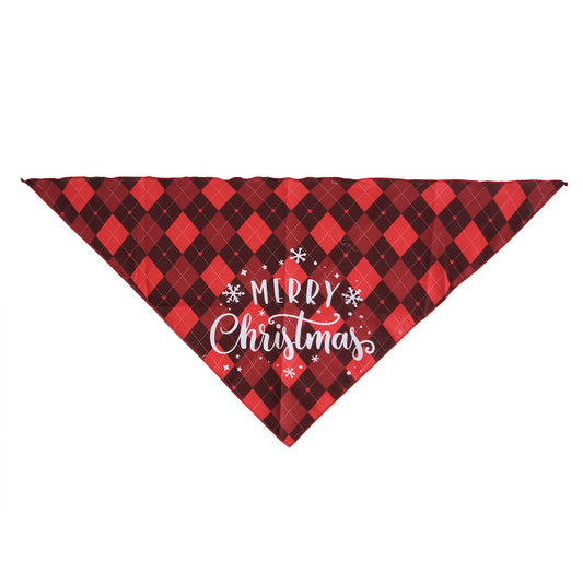 JMT-405130 Pet Christmas Triangular Bandana Towel for Dogs - Snowman & Plaid Designs