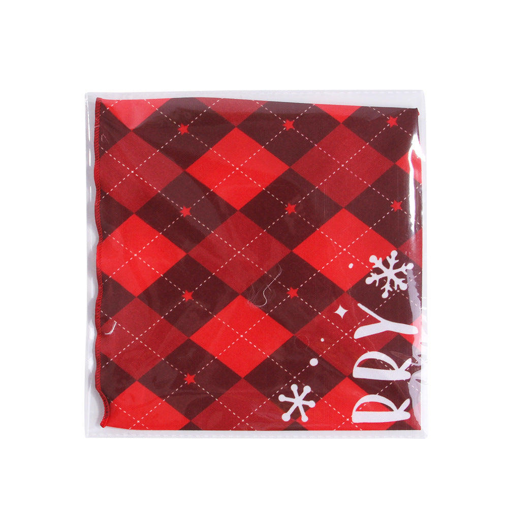 JMT-405130 Pet Christmas Triangular Bandana Towel for Dogs - Snowman & Plaid Designs