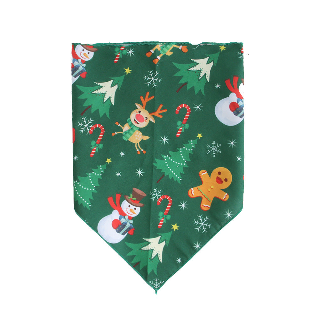JMT-405130 Pet Christmas Triangular Bandana Towel for Dogs - Snowman & Plaid Designs