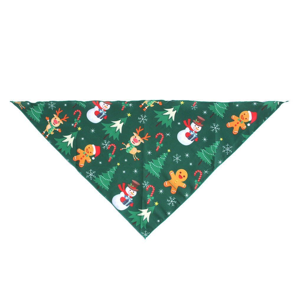 JMT-405130 Pet Christmas Triangular Bandana Towel for Dogs - Snowman & Plaid Designs
