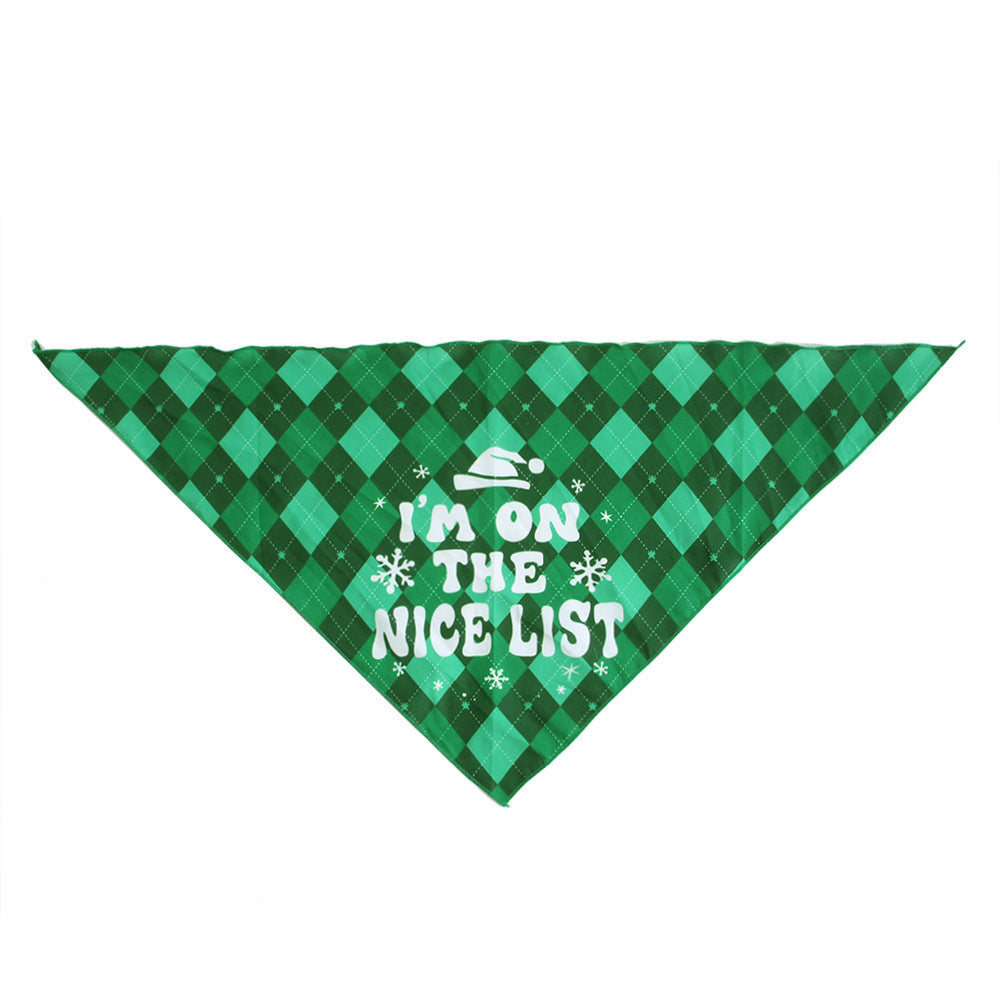 JMT-405130 Pet Christmas Triangular Bandana Towel for Dogs - Snowman & Plaid Designs