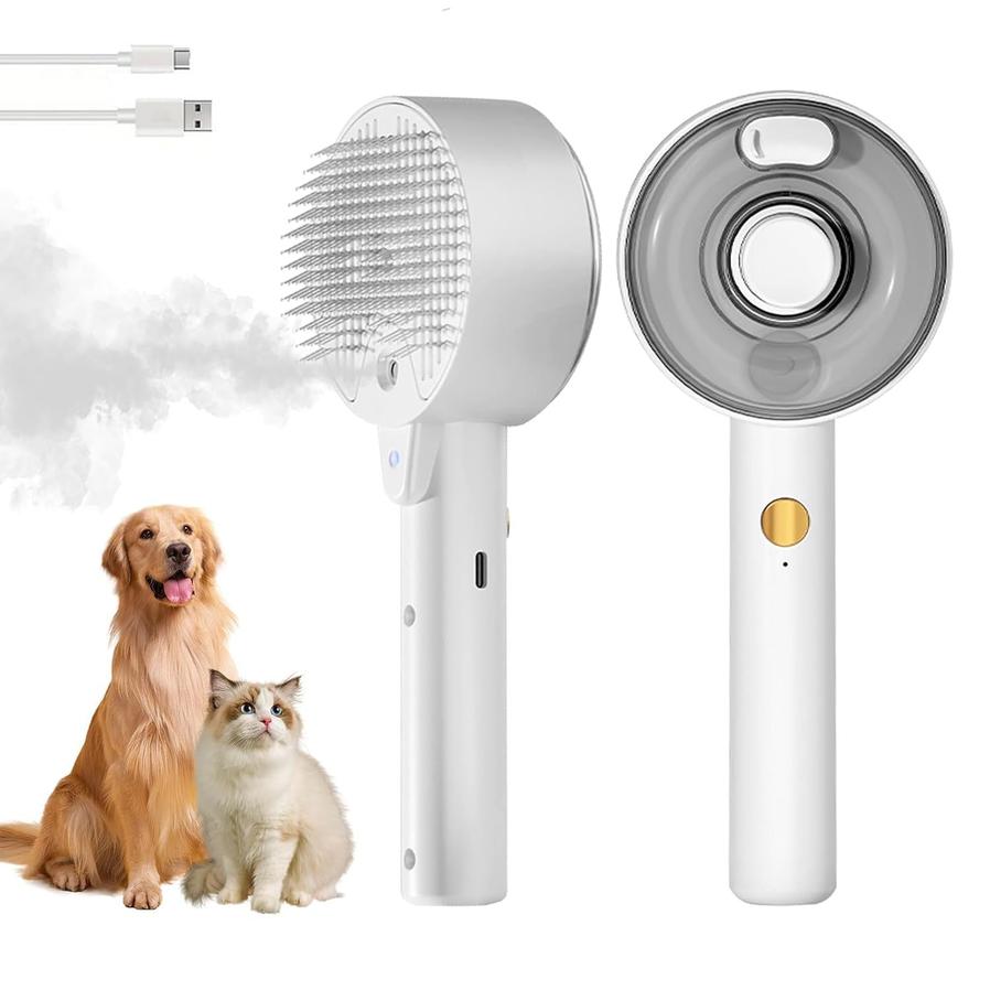 JMT-405642 4-in-1 Cat & Dog Grooming Steam Brush for Shedding, Massage, Self-Cleaning, and Tangle Removal