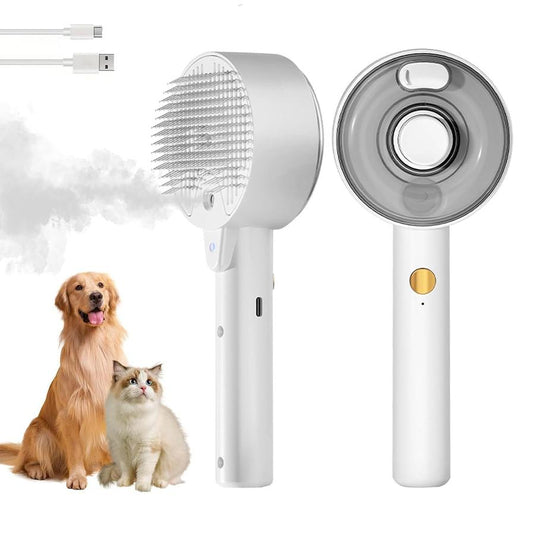 JMT-405642 4-in-1 Cat & Dog Grooming Steam Brush for Shedding, Massage, Self-Cleaning, and Tangle Removal