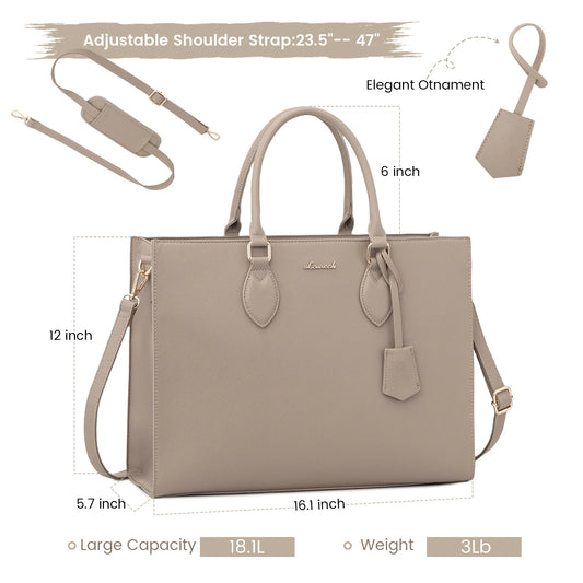 JMT-405642 Waterproof PU Leather Laptop Tote Bag for 15.6 in Devices – 2pcs Set for Professional Use