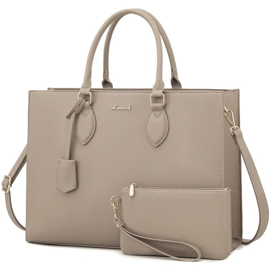 JMT-405642 Waterproof PU Leather Laptop Tote Bag for 15.6 in Devices – 2pcs Set for Professional Use