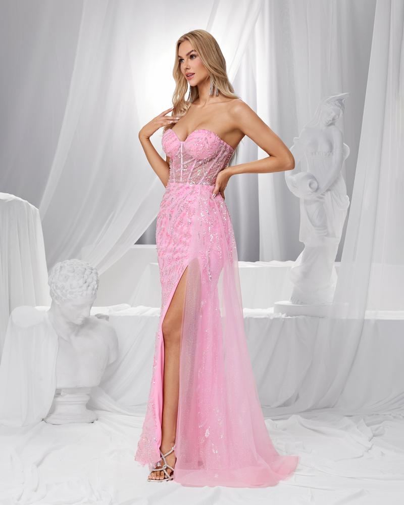 JMT-405898 Elegant Pink Evening Gown for Women - SH0150 Design