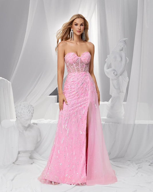 JMT-405898 Elegant Pink Evening Gown for Women - SH0150 Design