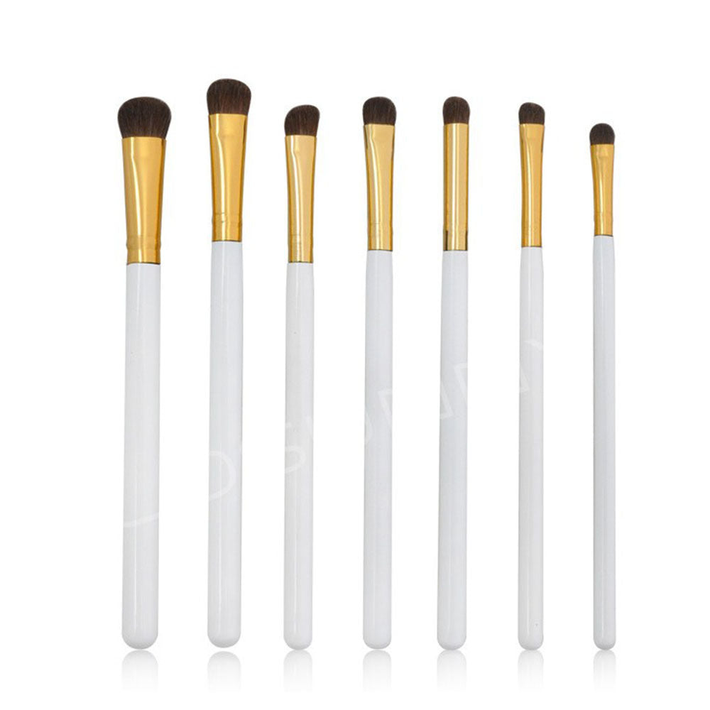 JMT-406090 Set of 7 Wooden Handle Eye Shadow Brushes with Horse Hair Bristles