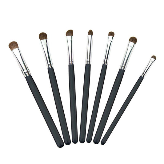 JMT-406090 Set of 7 Wooden Handle Eye Shadow Brushes with Horse Hair Bristles