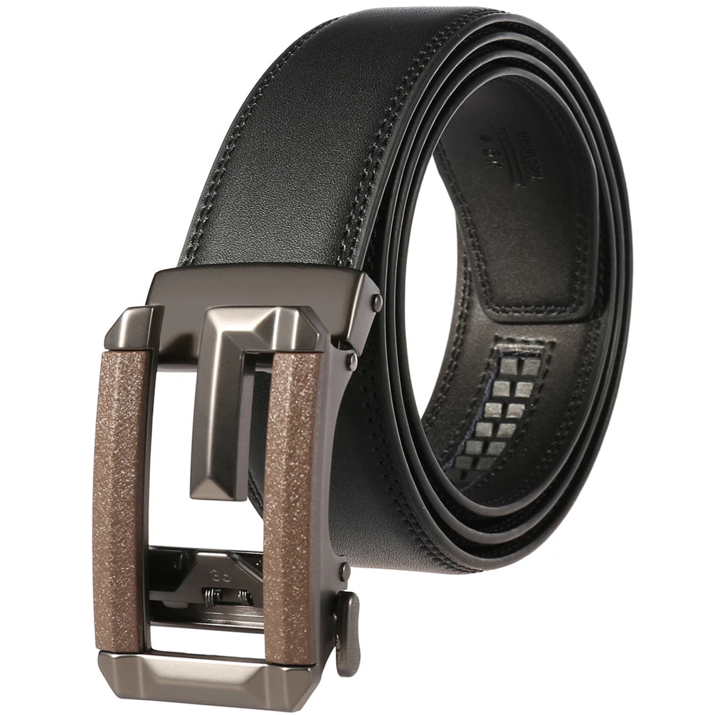 JMT-406410 Stylish Hollow Design Men's Automatic Buckle Leather Belt - Model LY36-74-1