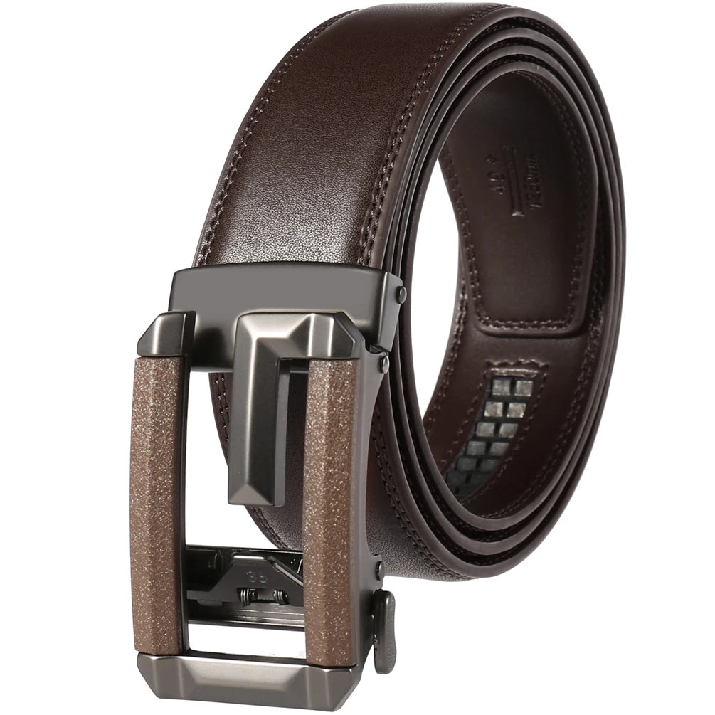 JMT-406410 Stylish Hollow Design Men's Automatic Buckle Leather Belt - Model LY36-74-1