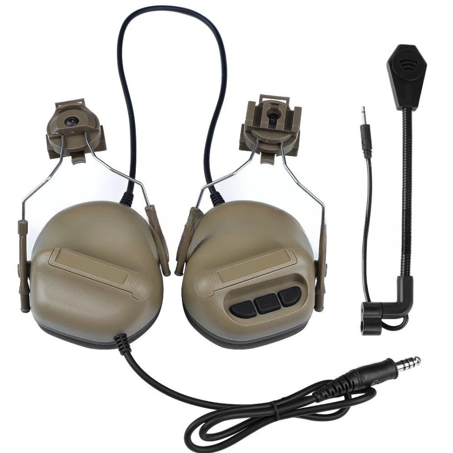 JMT-406474 Tactical Headset with Noise Reduction and Fifth Generation Chip - Helmet Style, Available in Black, Green, Sand