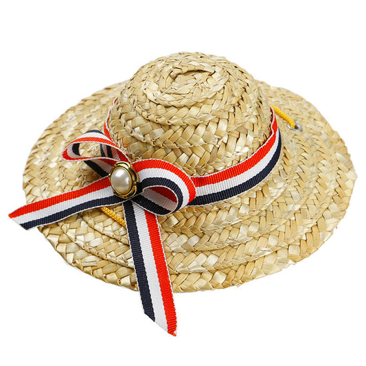 JMT-406602 Stylish Straw Shade Hat for Pets - Ideal for Cats and Dogs