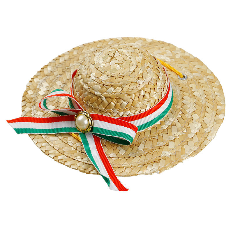JMT-406602 Stylish Straw Shade Hat for Pets - Ideal for Cats and Dogs