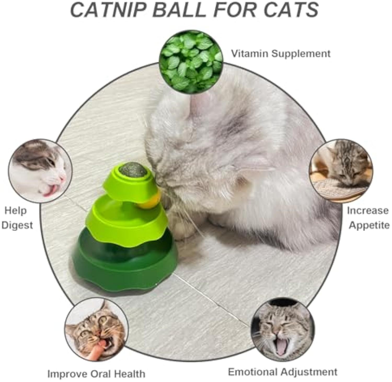 JMT-407114 Interactive Cat Toy with Catnip Balls and Two-Level Track for Mental Stimulation and Exercise