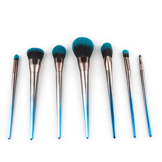 JMT-407242 Gradient Blue and Black Diamond Makeup Brush Set - 7 Piece Collection