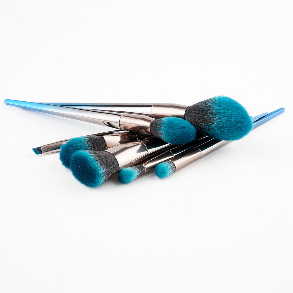 JMT-407242 Gradient Blue and Black Diamond Makeup Brush Set - 7 Piece Collection