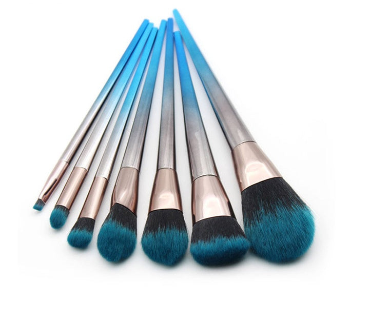 JMT-407242 Gradient Blue and Black Diamond Makeup Brush Set - 7 Piece Collection