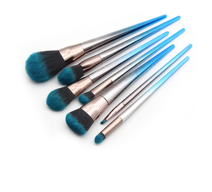 JMT-407242 Gradient Blue and Black Diamond Makeup Brush Set - 7 Piece Collection