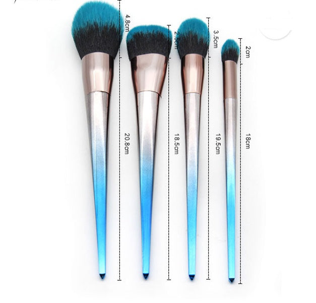 JMT-407242 Gradient Blue and Black Diamond Makeup Brush Set - 7 Piece Collection