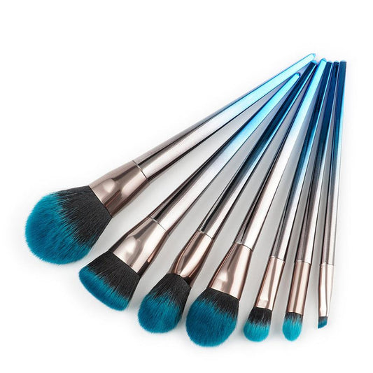 JMT-407242 Gradient Blue and Black Diamond Makeup Brush Set - 7 Piece Collection