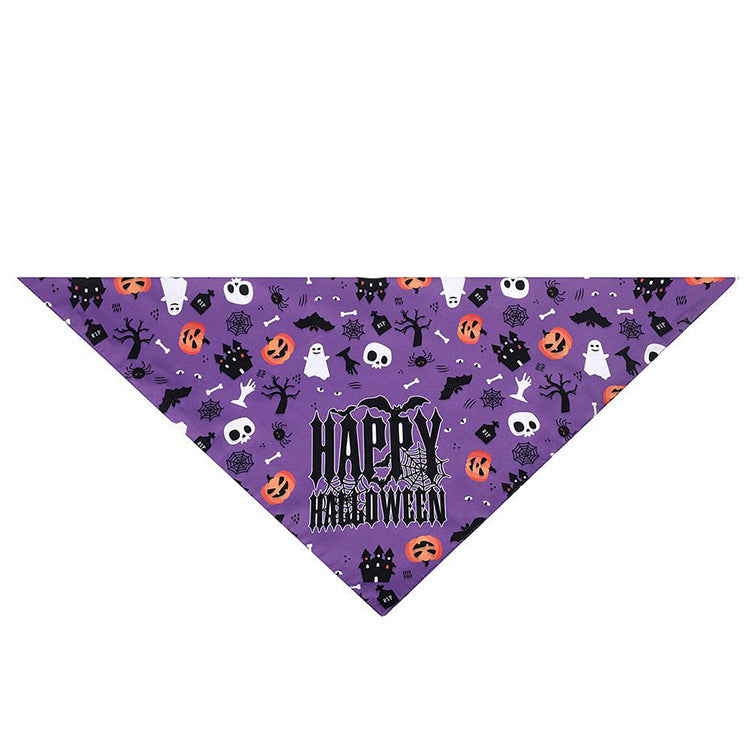 JMT-407434 Halloween Triangle Scarf for Pets - Fun and Festive Polyester Saliva Towel in Multiple Styles