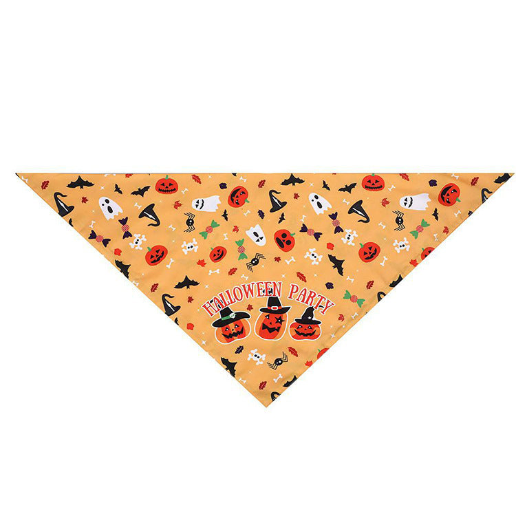 JMT-407434 Halloween Triangle Scarf for Pets - Fun and Festive Polyester Saliva Towel in Multiple Styles