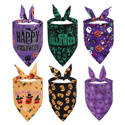 JMT-407434 Halloween Triangle Scarf for Pets - Fun and Festive Polyester Saliva Towel in Multiple Styles