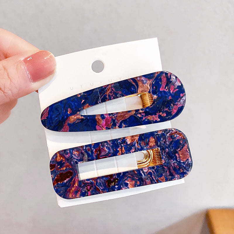 JMT-407498 Geometric Pattern Acrylic Side Clip Hairpin for Women - Multiple Color Options Available