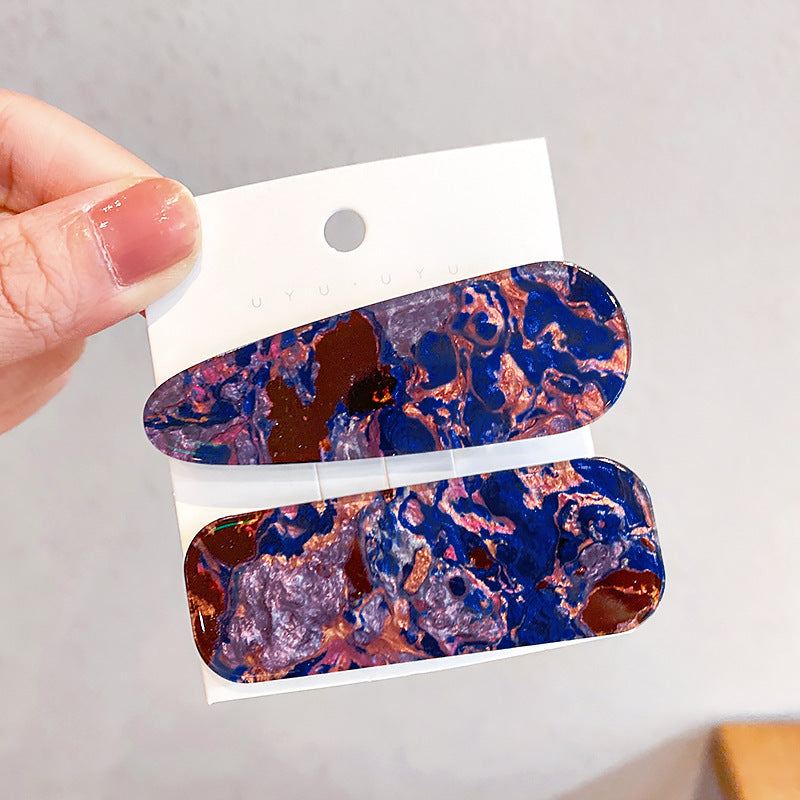 JMT-407498 Geometric Pattern Acrylic Side Clip Hairpin for Women - Multiple Color Options Available