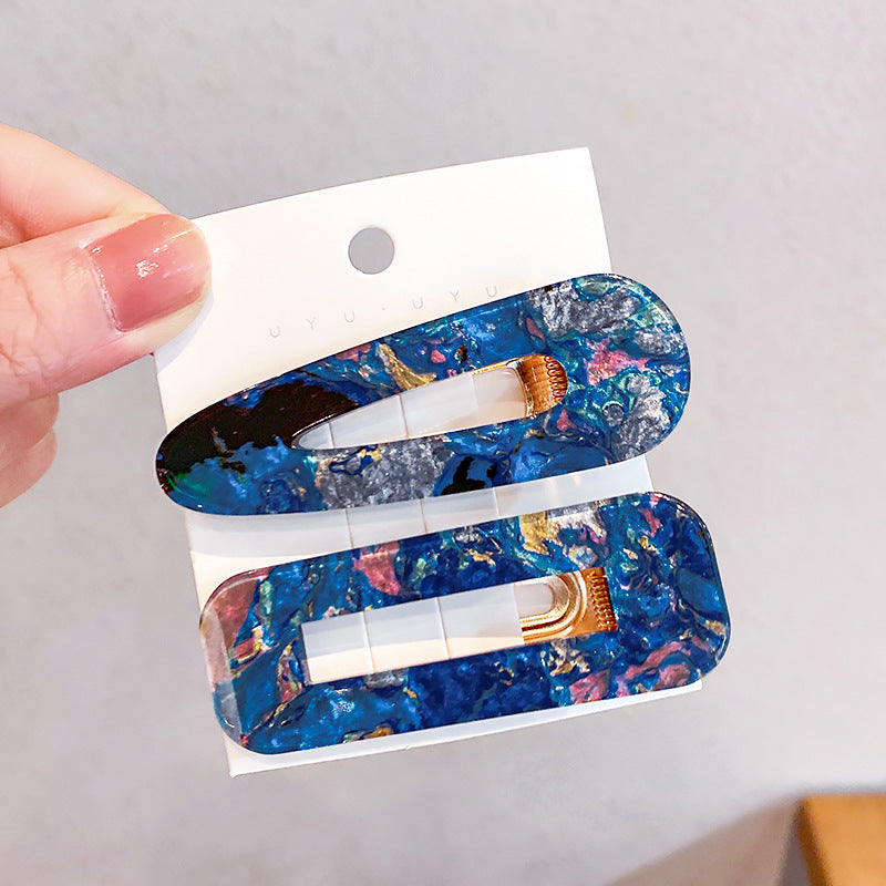 JMT-407498 Geometric Pattern Acrylic Side Clip Hairpin for Women - Multiple Color Options Available