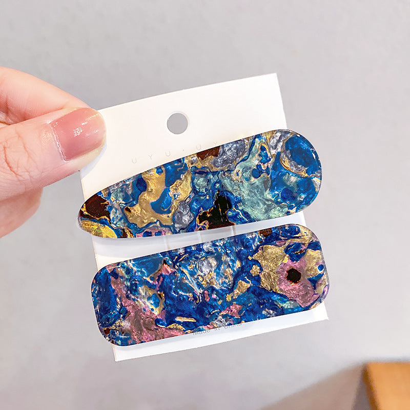 JMT-407498 Geometric Pattern Acrylic Side Clip Hairpin for Women - Multiple Color Options Available