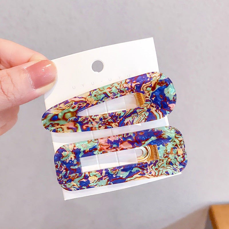 JMT-407498 Geometric Pattern Acrylic Side Clip Hairpin for Women - Multiple Color Options Available