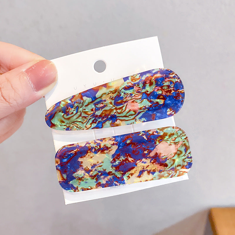 JMT-407498 Geometric Pattern Acrylic Side Clip Hairpin for Women - Multiple Color Options Available