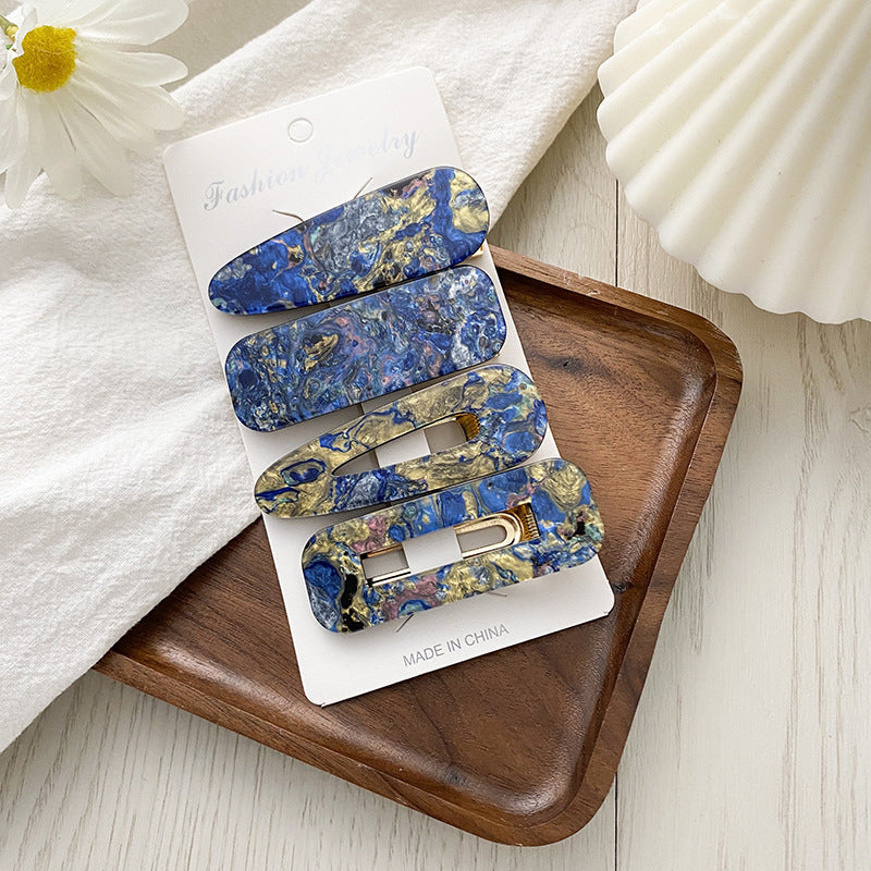 JMT-407498 Geometric Pattern Acrylic Side Clip Hairpin for Women - Multiple Color Options Available