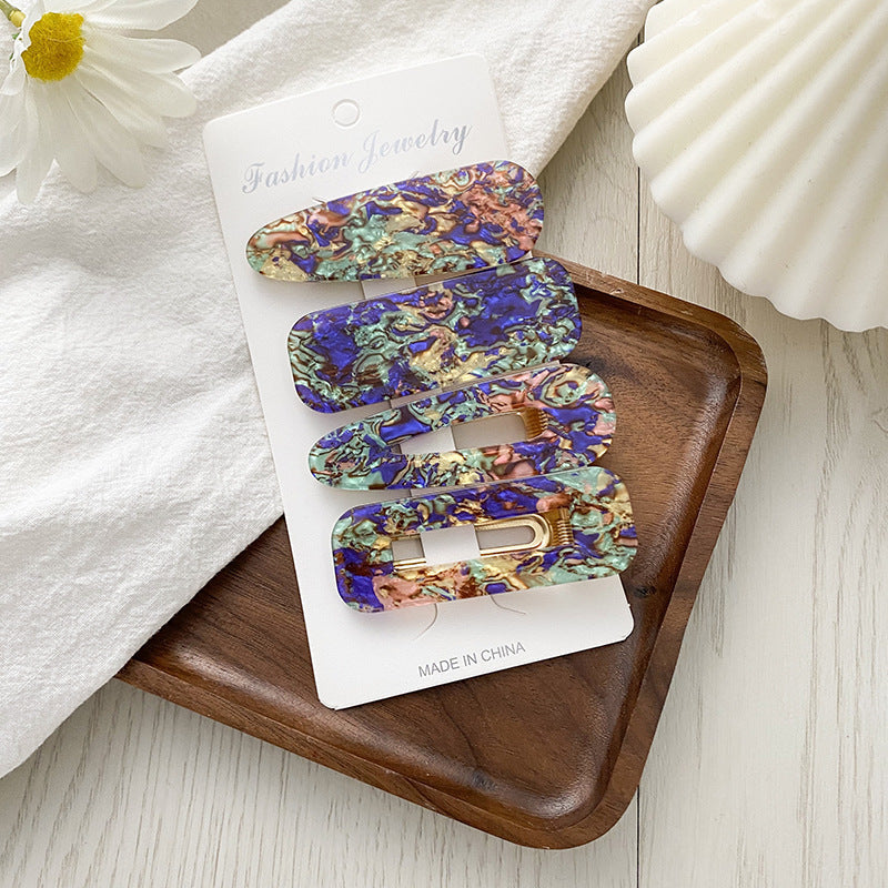 JMT-407498 Geometric Pattern Acrylic Side Clip Hairpin for Women - Multiple Color Options Available