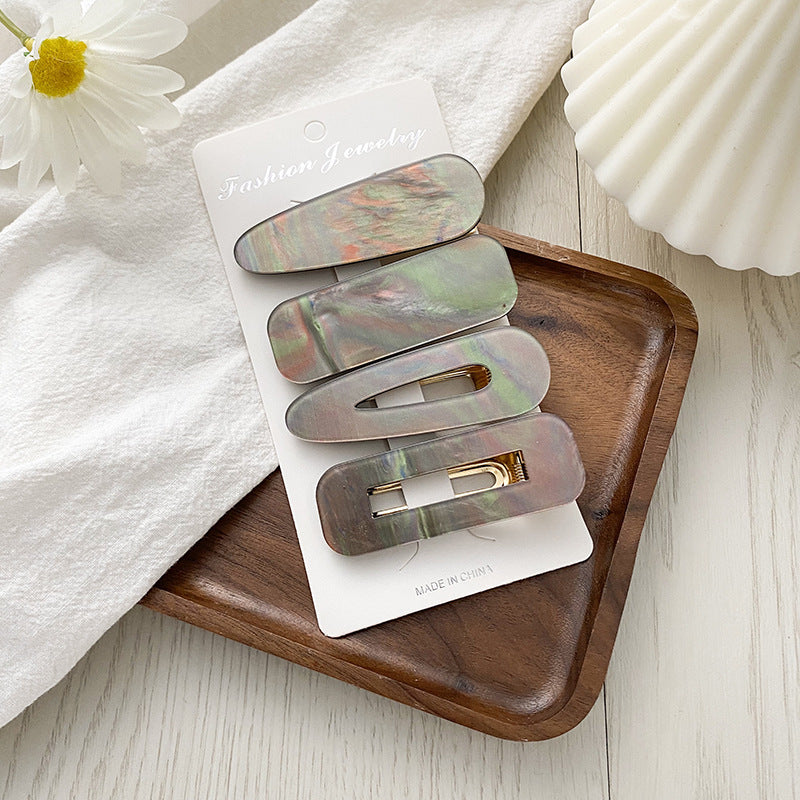 JMT-407498 Geometric Pattern Acrylic Side Clip Hairpin for Women - Multiple Color Options Available