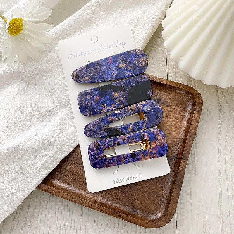 JMT-407498 Geometric Pattern Acrylic Side Clip Hairpin for Women - Multiple Color Options Available