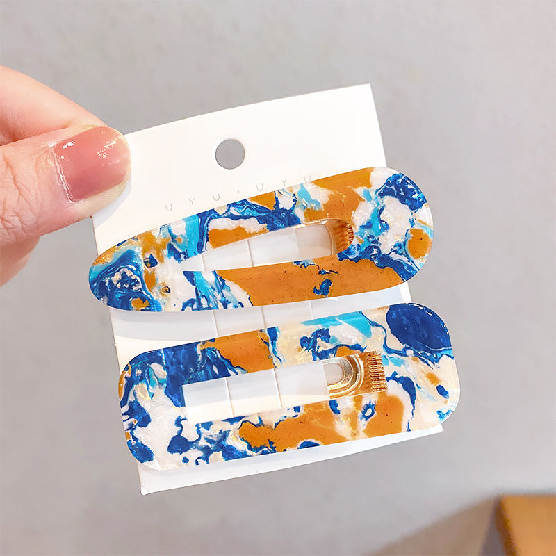 JMT-407498 Geometric Pattern Acrylic Side Clip Hairpin for Women - Multiple Color Options Available