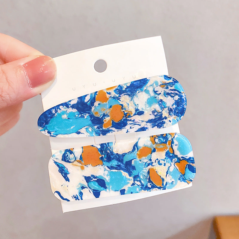 JMT-407498 Geometric Pattern Acrylic Side Clip Hairpin for Women - Multiple Color Options Available