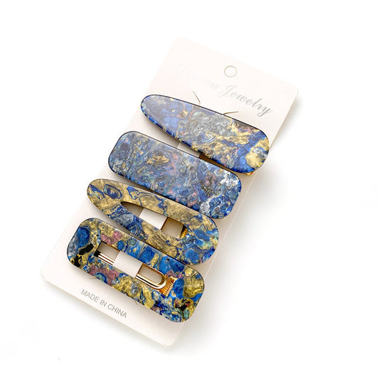 JMT-407498 Geometric Pattern Acrylic Side Clip Hairpin for Women - Multiple Color Options Available