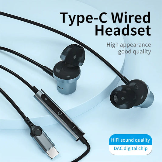 JMT-407626 Digital Type-C Wired Earbuds with Microphone and Hi-Fi Stereo Sound